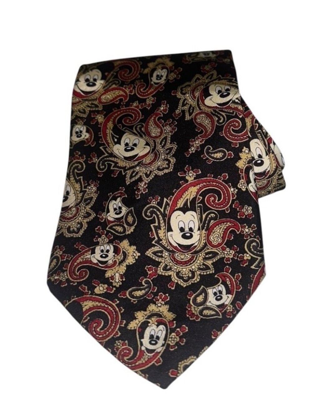 Balancine Tie Works Disney Paisley Mickey Mouse Black Necktie 100% Silk USA Made